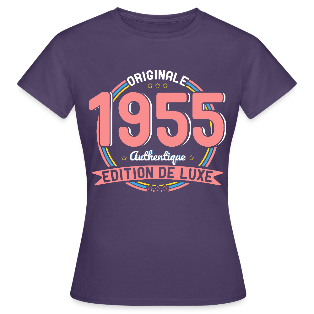 T-shirt Femme - Anniversaire 70 Ans - Originale 1955 Authentique - violet foncé