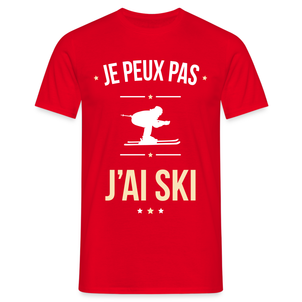 T-shirt Homme - Je peux pas j'ai Ski - rouge