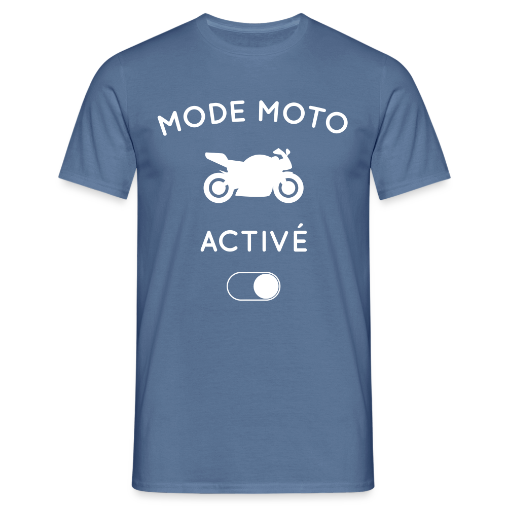 T-shirt Homme - Mode moto activé - bleu pigeon 