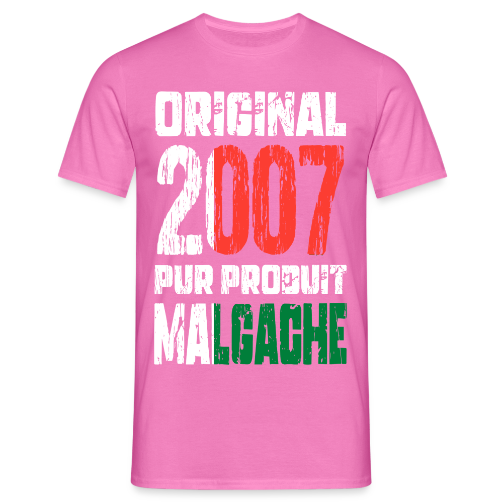 T-shirt Homme - Anniversaire 18 Ans - Original 2007 - Pur produit Malgache - rose