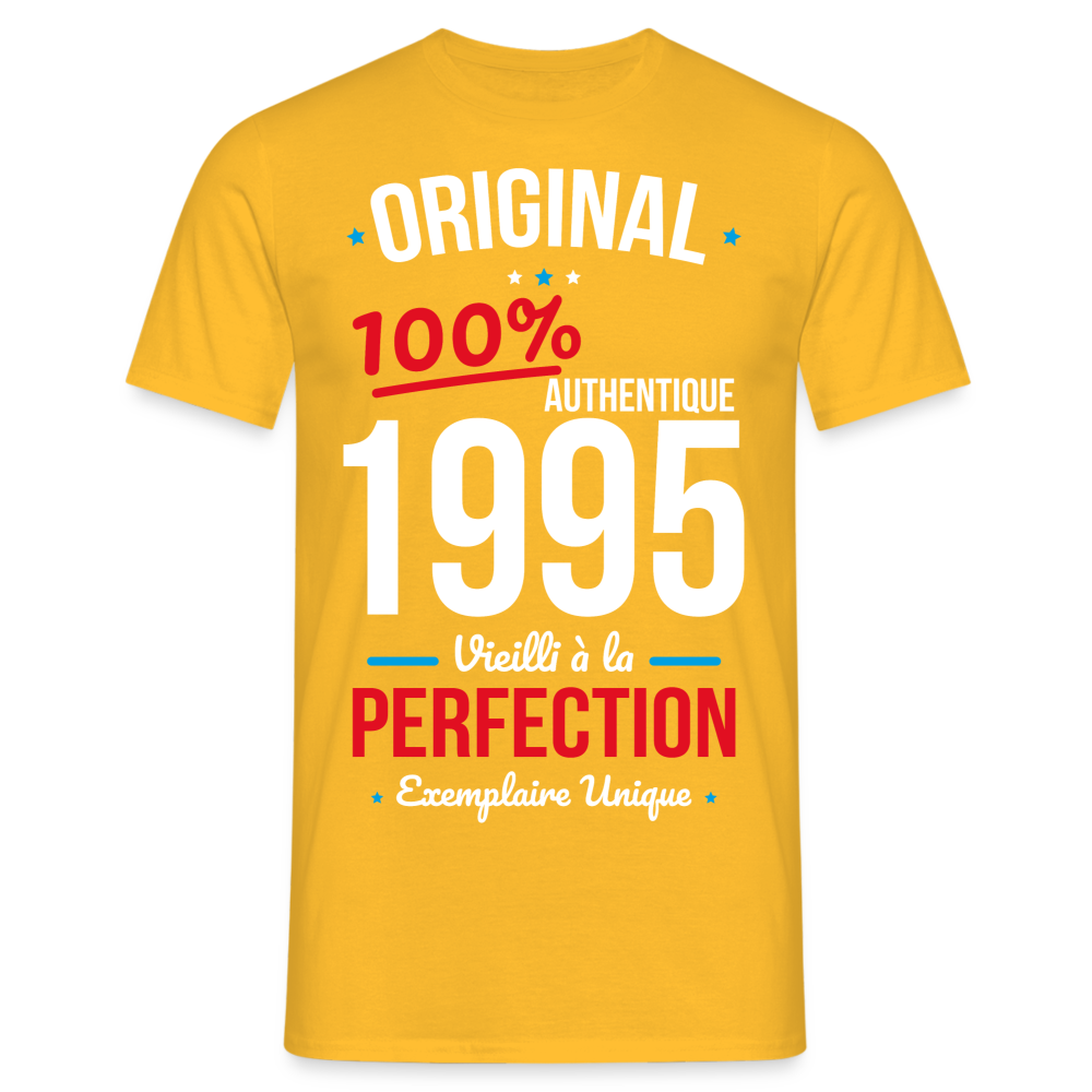 T-shirt Homme - Anniversaire 30 Ans - Original 1995 - jaune