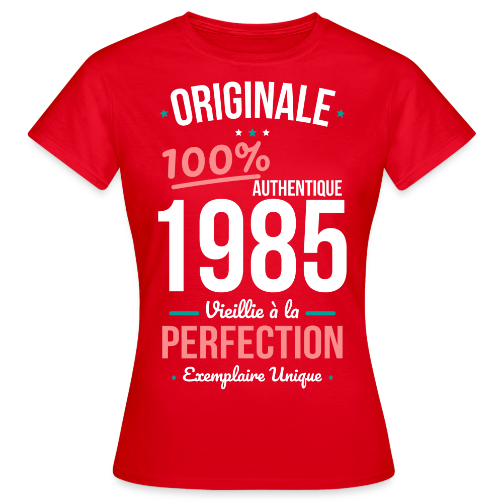 T-shirt Femme - Anniversaire 40 Ans - Originale 1985 - rouge