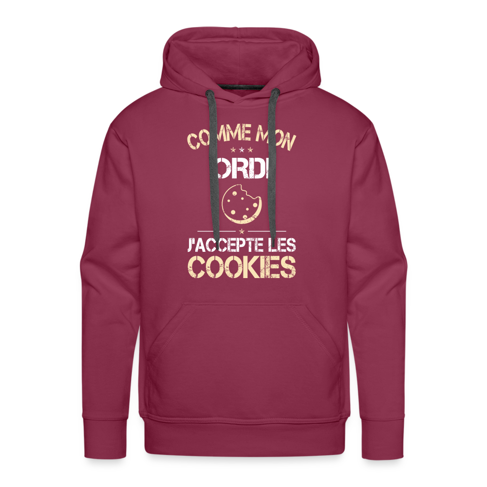 Sweat à capuche Premium Homme - Comme mon ordi j'accepte les cookies - bordeaux