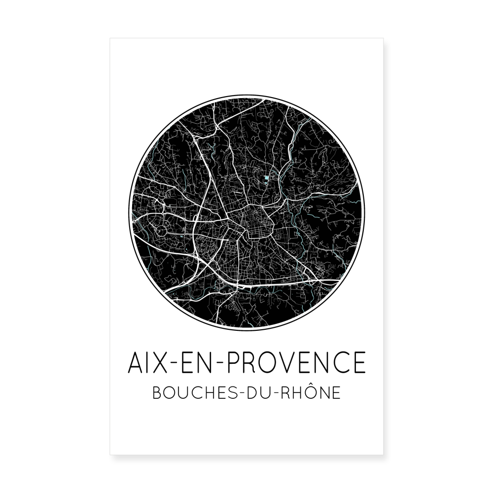 Poster Aix-en-Provence - Plan Aix-en-Provence - 20 x 30 cm - blanc