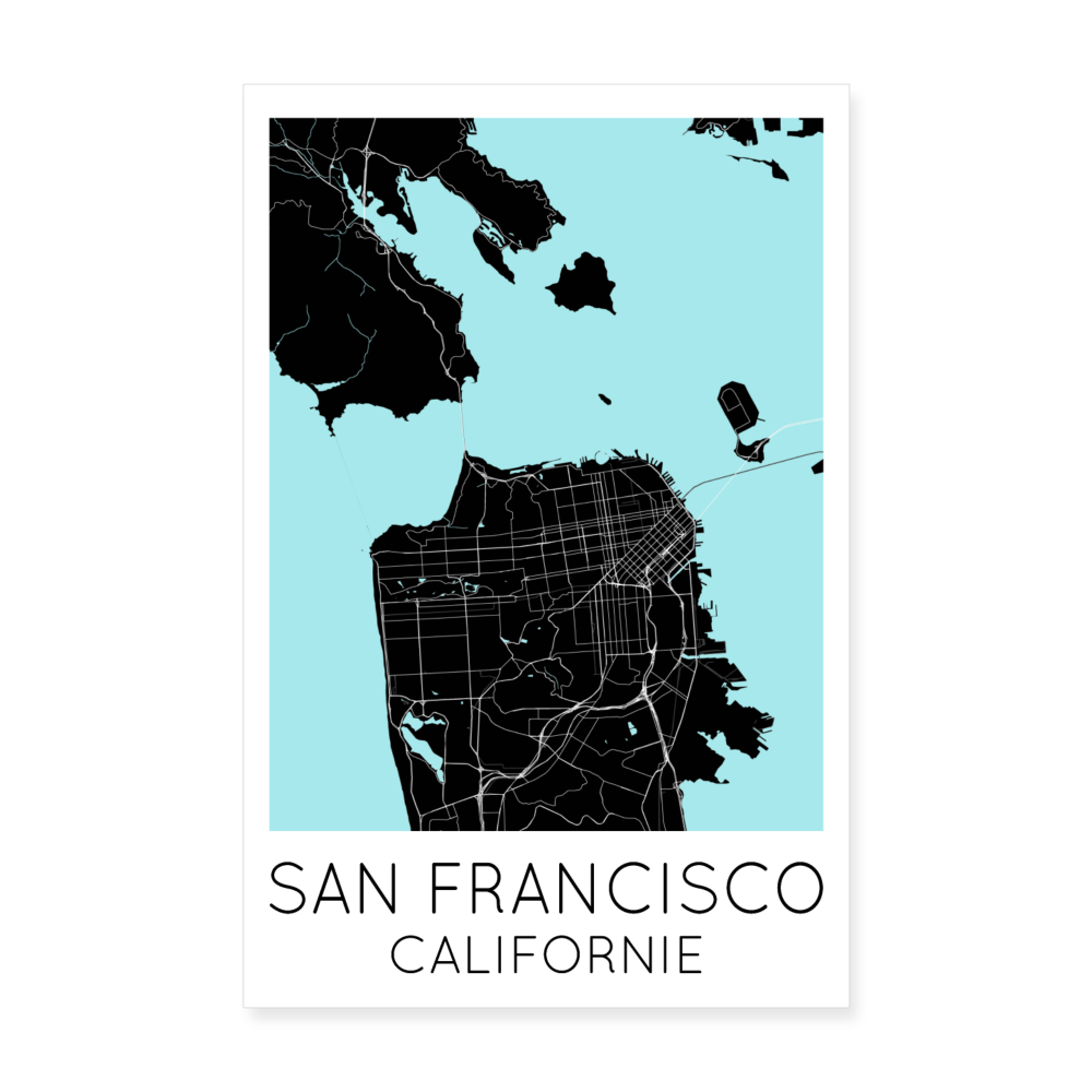 Poster San Francisco - Plan San Francisco - 20 x 30 cm - blanc