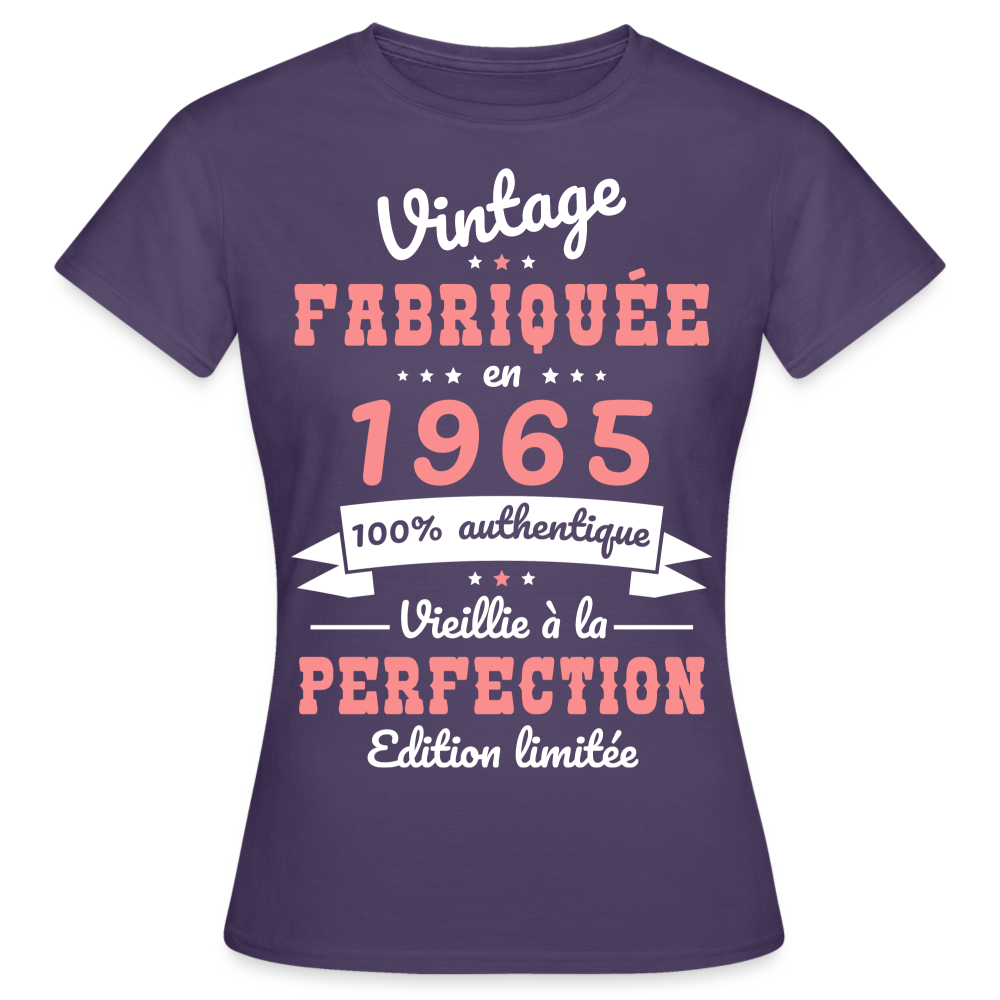 T-shirt Femme - Anniversaire 60 Ans - Vintage fabriquée en 1965 - violet foncé