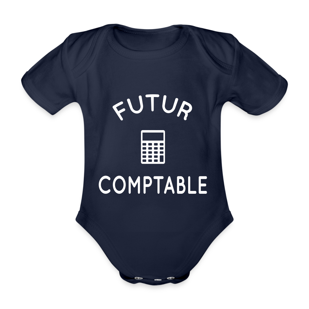 Body Bébé bio manches courtes - Futur comptable - marine foncé