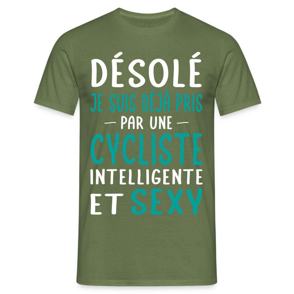 T-shirt Homme - Je suis pris par une cycliste intelligente et sexy - vert militaire