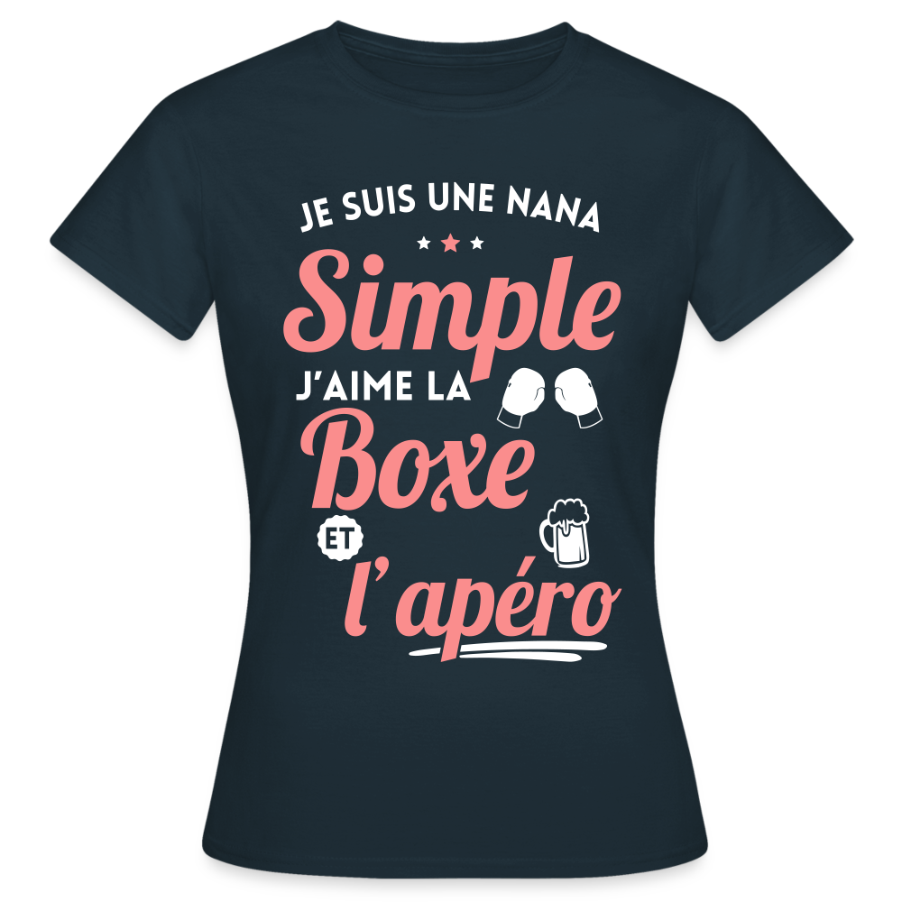 T-shirt Femme - J'aime la boxe et l'apéro - marine