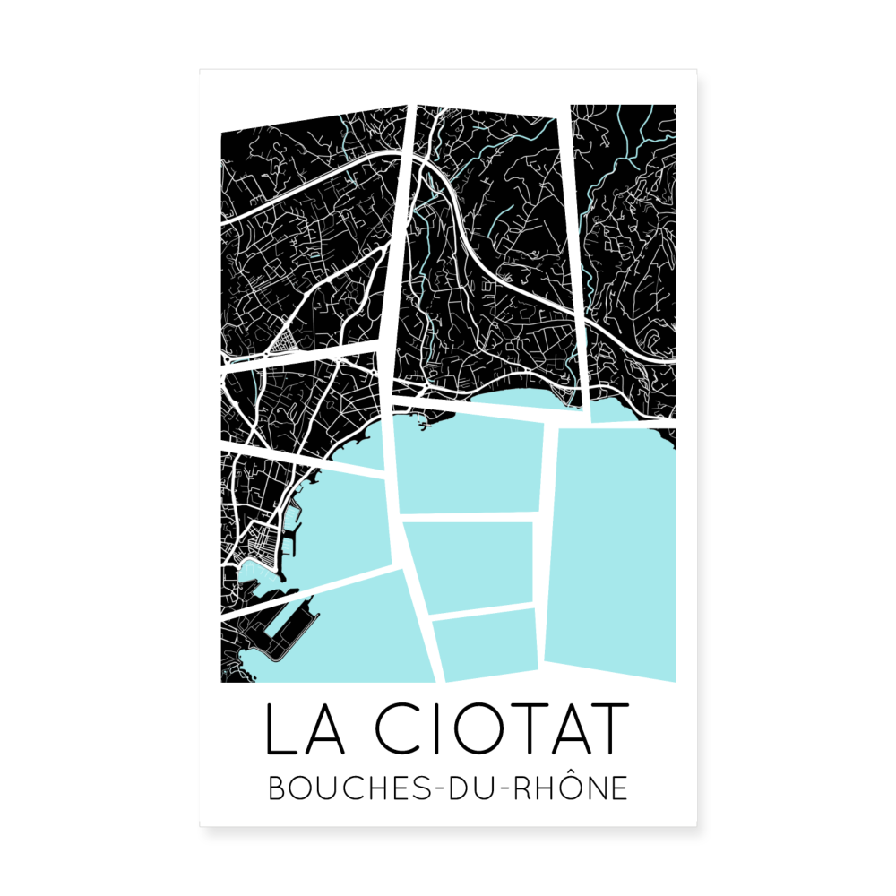 Poster La Ciotat - Plan La Ciotat - 20 x 30 cm - blanc