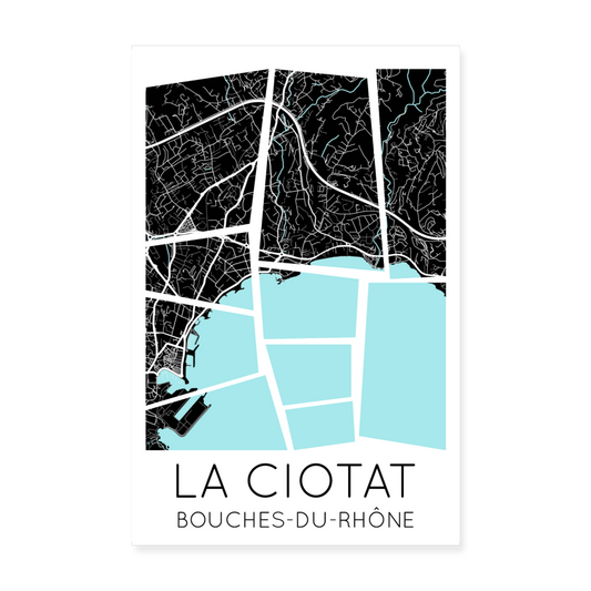 Poster La Ciotat - Plan La Ciotat - 20 x 30 cm - blanc