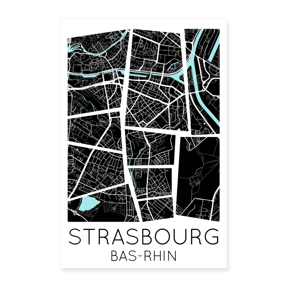 Poster Strasbourg - Plan Strasbourg - 40 x 60 cm - blanc