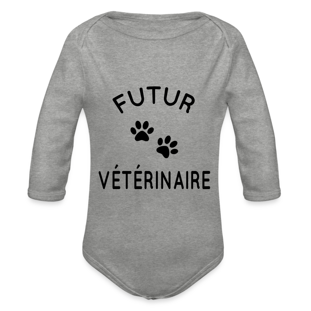 Body Bébé bio manches longues - Futur vétérinaire - gris chiné