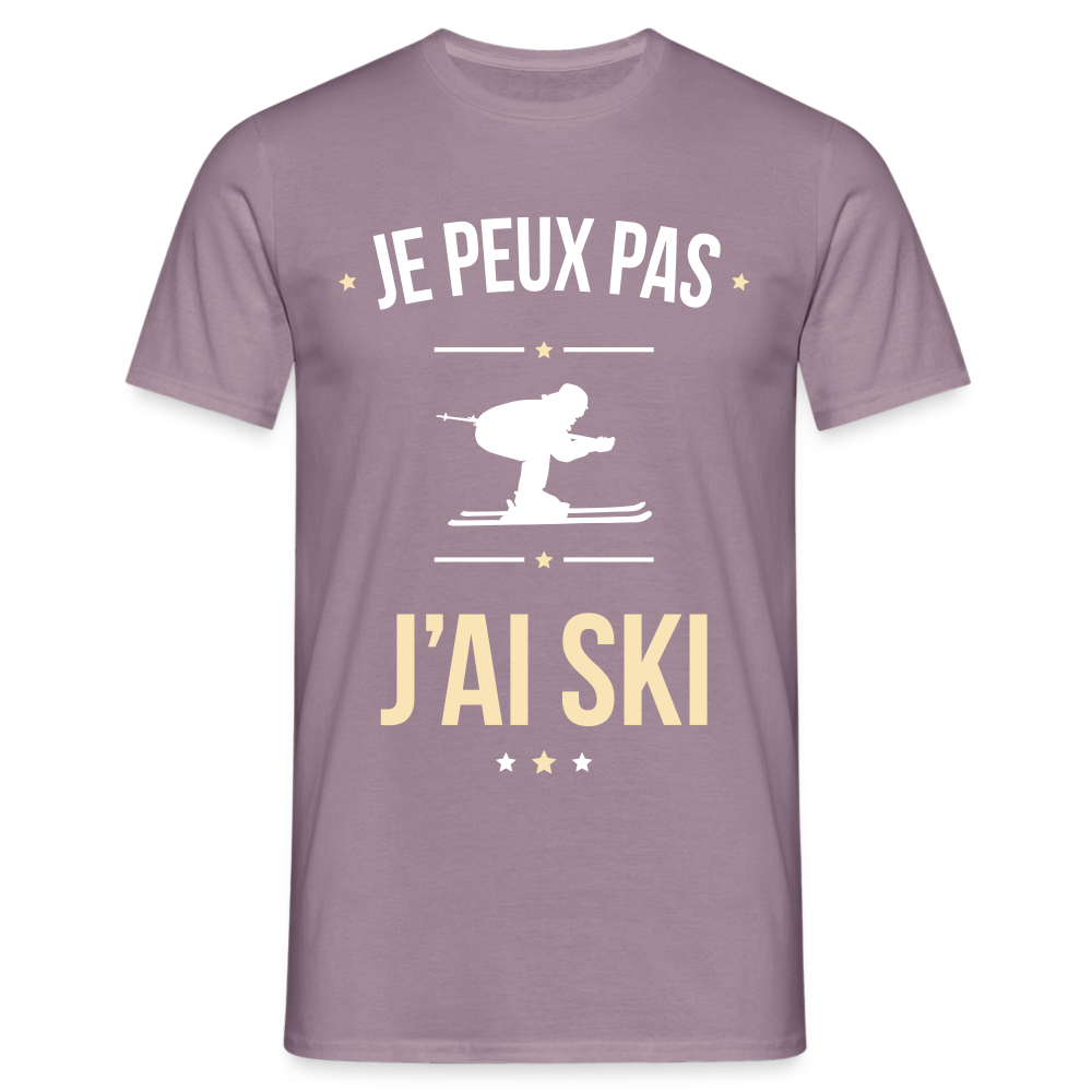 T-shirt Homme - Je peux pas j'ai Ski - mauve gris 