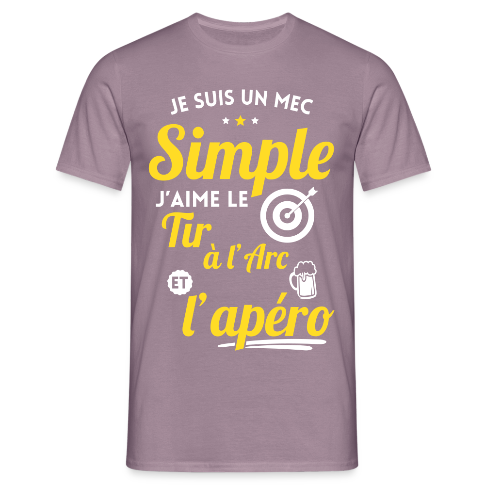 T-shirt Homme - J'aime le tir à l'arc et l'apéro - mauve gris 