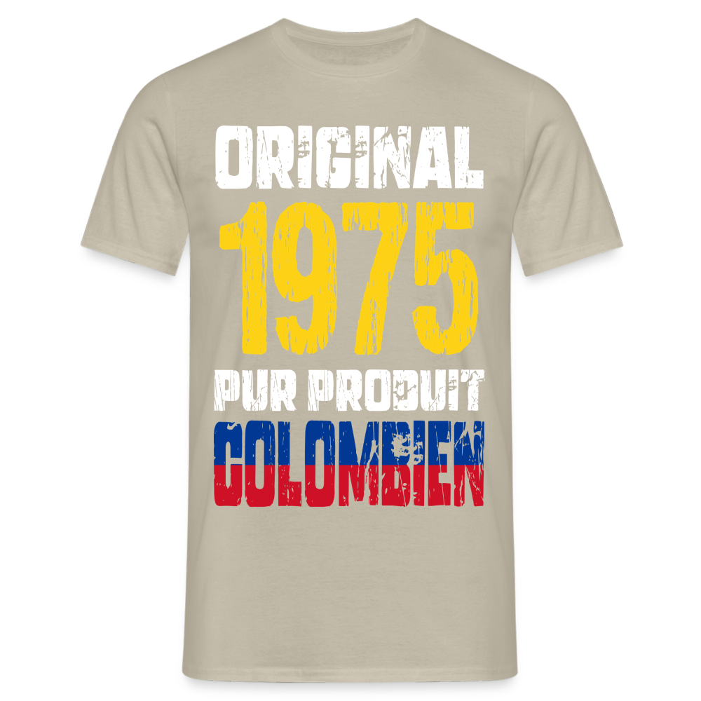 T-shirt Homme - Anniversaire 50 Ans - Original 1975 - Pur produit Colombien - beige sable