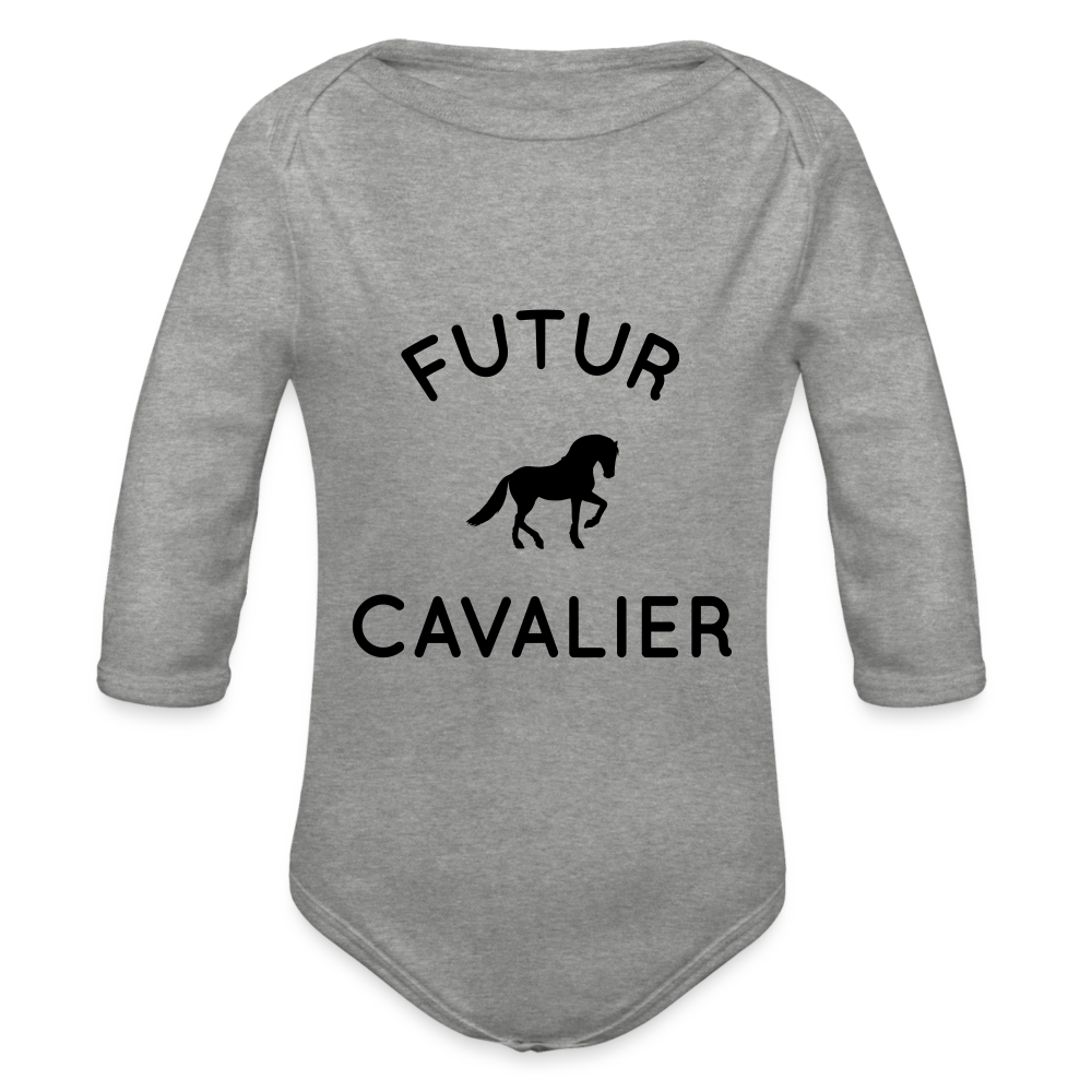 Body Bébé bio manches longues - Futur cavalier - gris chiné