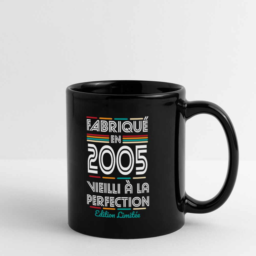 Mug uni - Anniversaire 20 Ans - Fabriqué en 2005 - noir