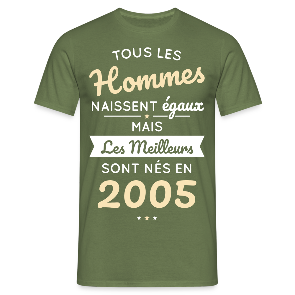 T-shirt Homme - Anniversaire 20 Ans - Les meilleurs sont nés en 2005 - vert militaire