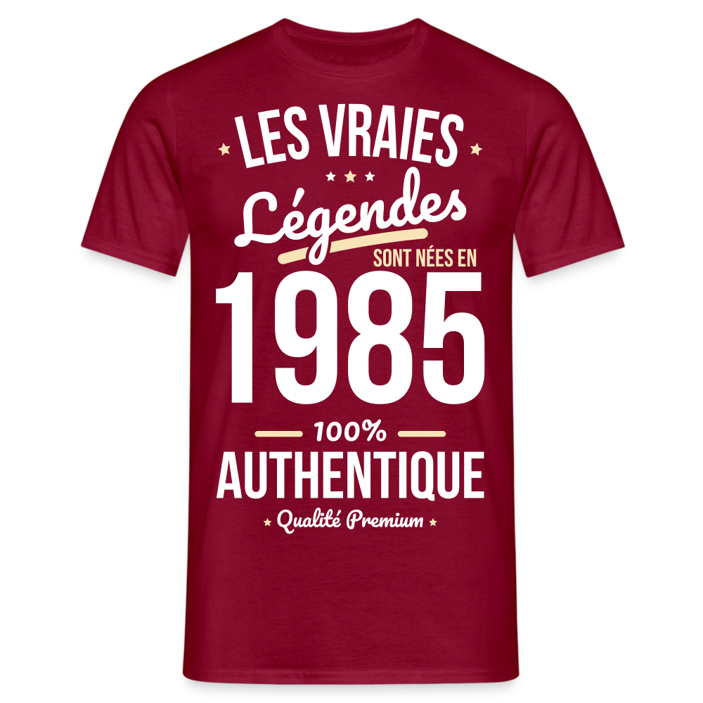 T-shirt Homme - Anniversaire 40 Ans - Les vraies Légendes sont nées en 1985 - rouge brique