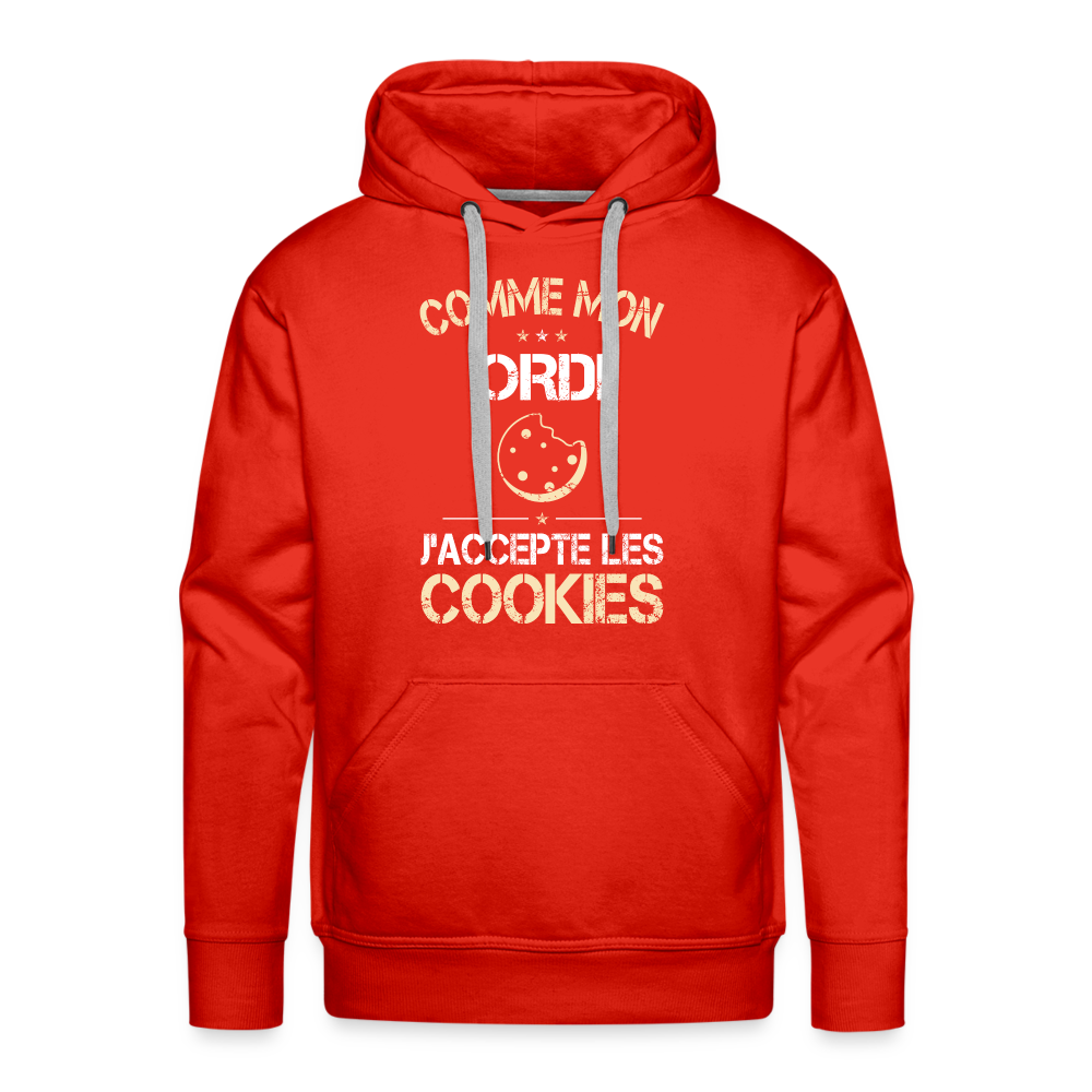 Sweat à capuche Premium Homme - Comme mon ordi j'accepte les cookies - rouge