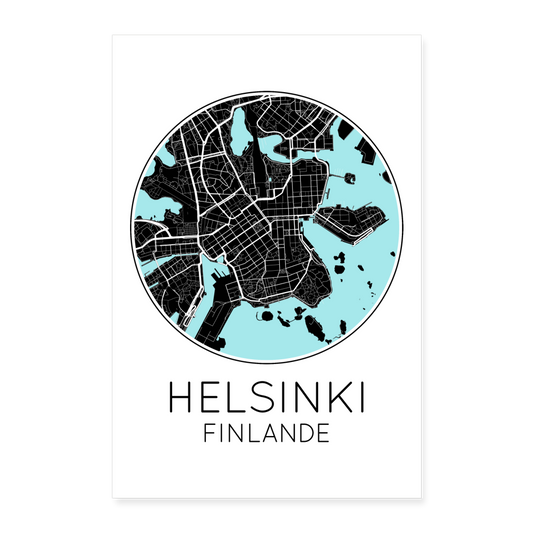 Poster Helsinki - Plan Helsinki - 60 x 90 cm - blanc