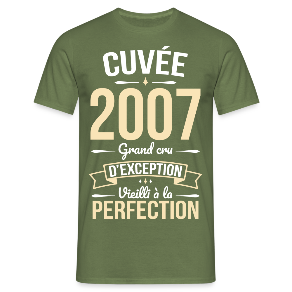 T-shirt Homme - Anniversaire 18 Ans - Cuvée 2007 - vert militaire