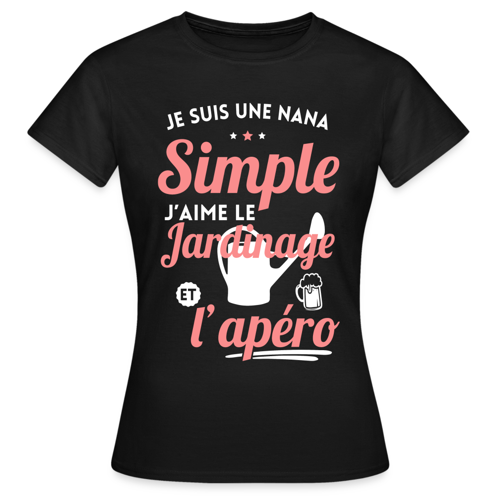 T-shirt Femme - J'aime le jardinage et l'apéro - noir