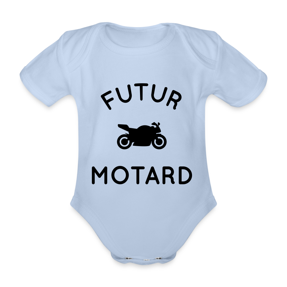 Body Bébé bio manches courtes - Futur motard - ciel