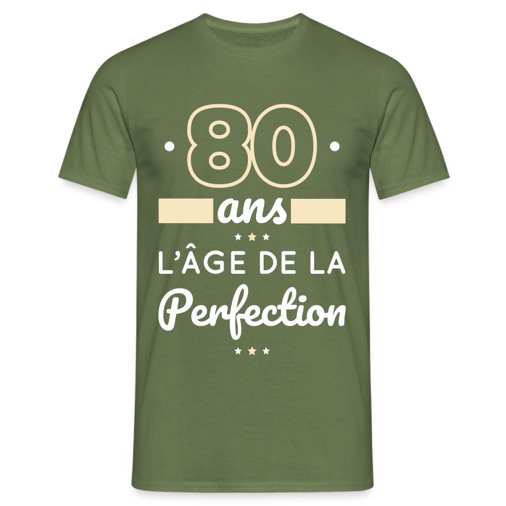 T-shirt Homme - 80 ans l'âge de la perfection - vert militaire