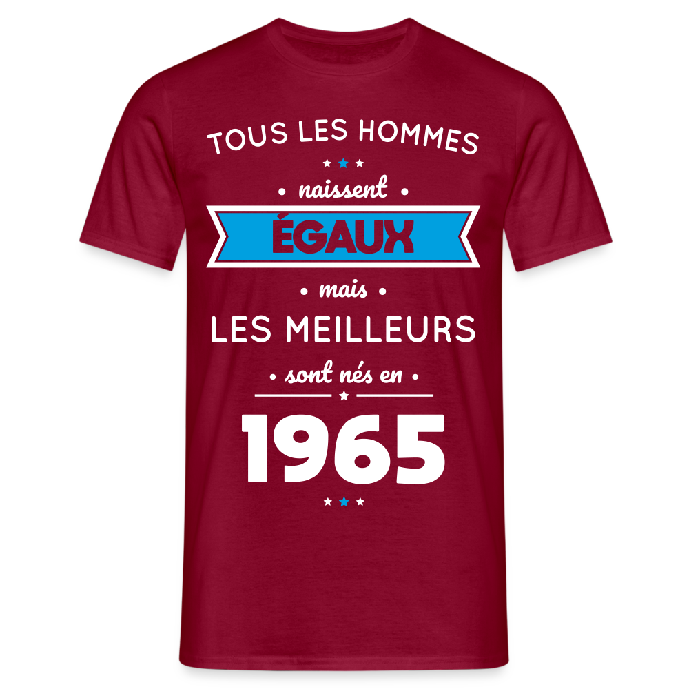 T-shirt Homme - Anniversaire 60 Ans - Les meilleurs sont nés en 1965 - rouge brique