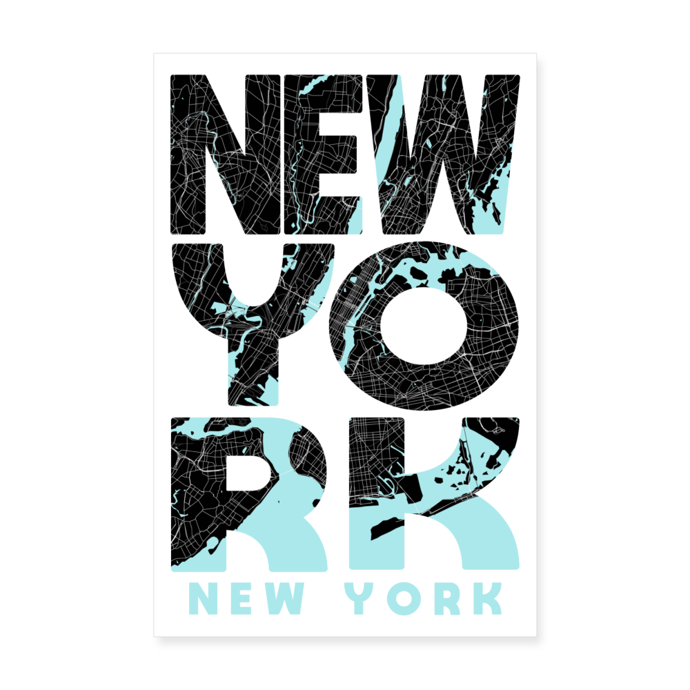 Poster New York - Plan New York - 20 x 30 cm - blanc