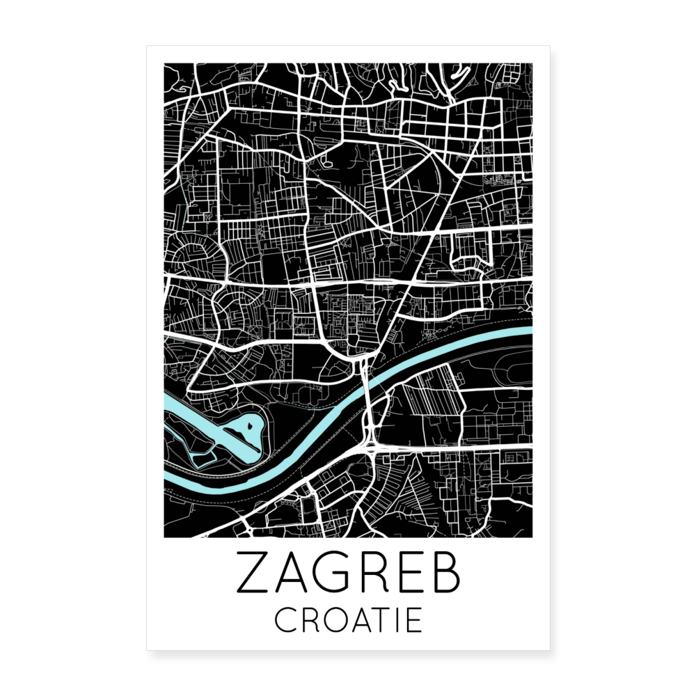 Poster Zagreb - Plan Zagreb - 40 x 60 cm - blanc