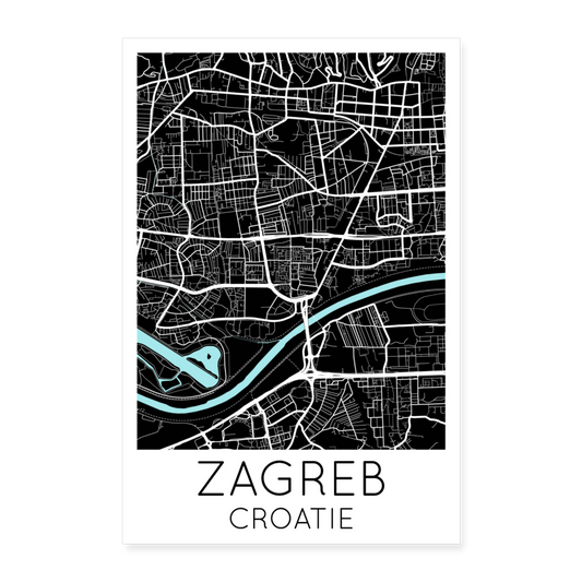 Poster Zagreb - Plan Zagreb - 40 x 60 cm - blanc