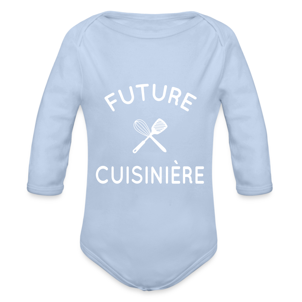 Body Bébé bio manches longues - Future cuisinière - ciel