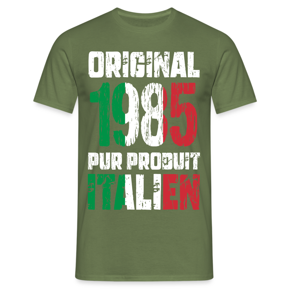 T-shirt Homme - Anniversaire 40 Ans - Original 1985 - Pur produit Italien - vert militaire