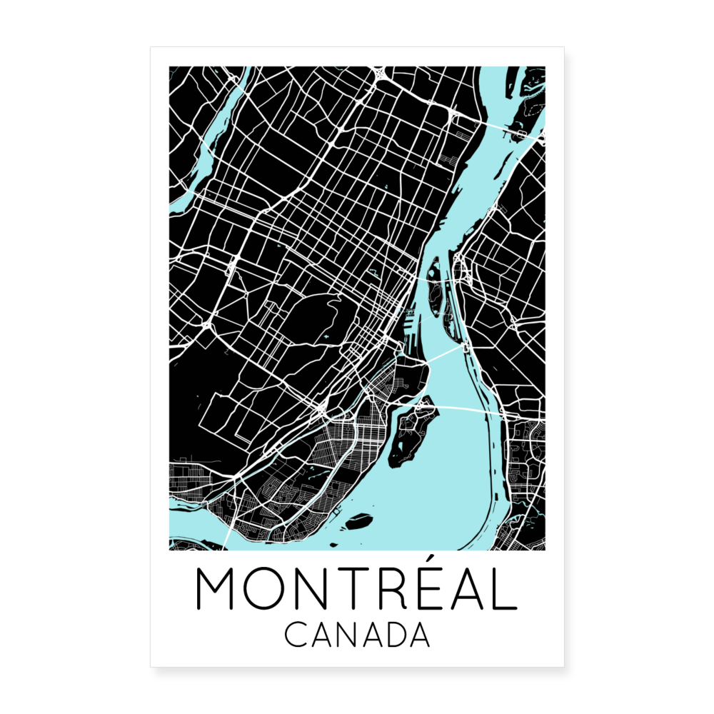 Poster Montréal - Plan Montréal - 40 x 60 cm - blanc