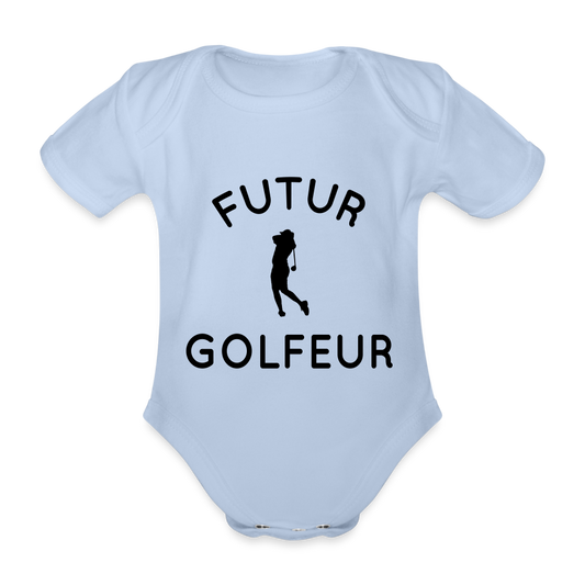 Body Bébé bio manches courtes - Futur golfeur - ciel