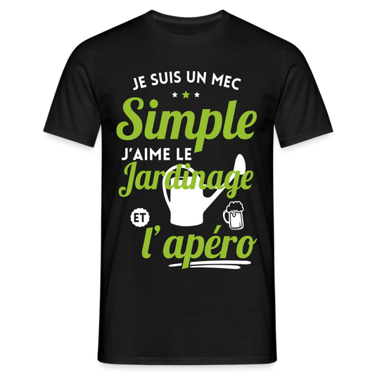 T-shirt Homme - J'aime le jardinage et l'apéro - noir