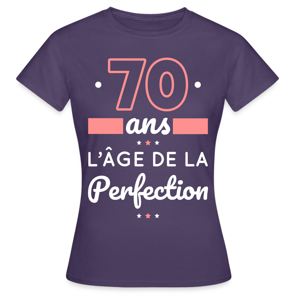 T-shirt Femme - 70 ans l'âge de la perfection - violet foncé