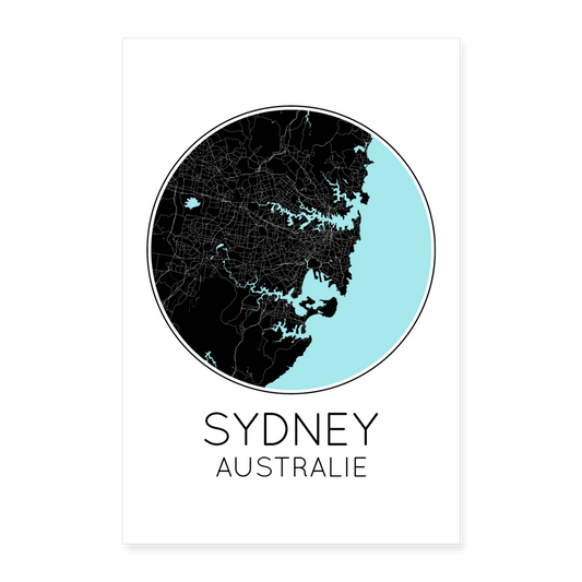 Poster Sydney - Plan Sydney - 60 x 90 cm - blanc