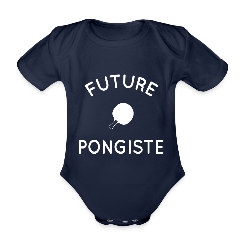 Body Bébé bio manches courtes - Future pongiste - marine foncé