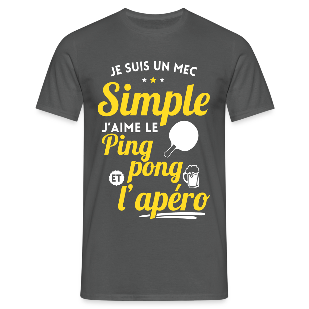 T-shirt Homme - J'aime le ping-pong et l'apéro - charbon