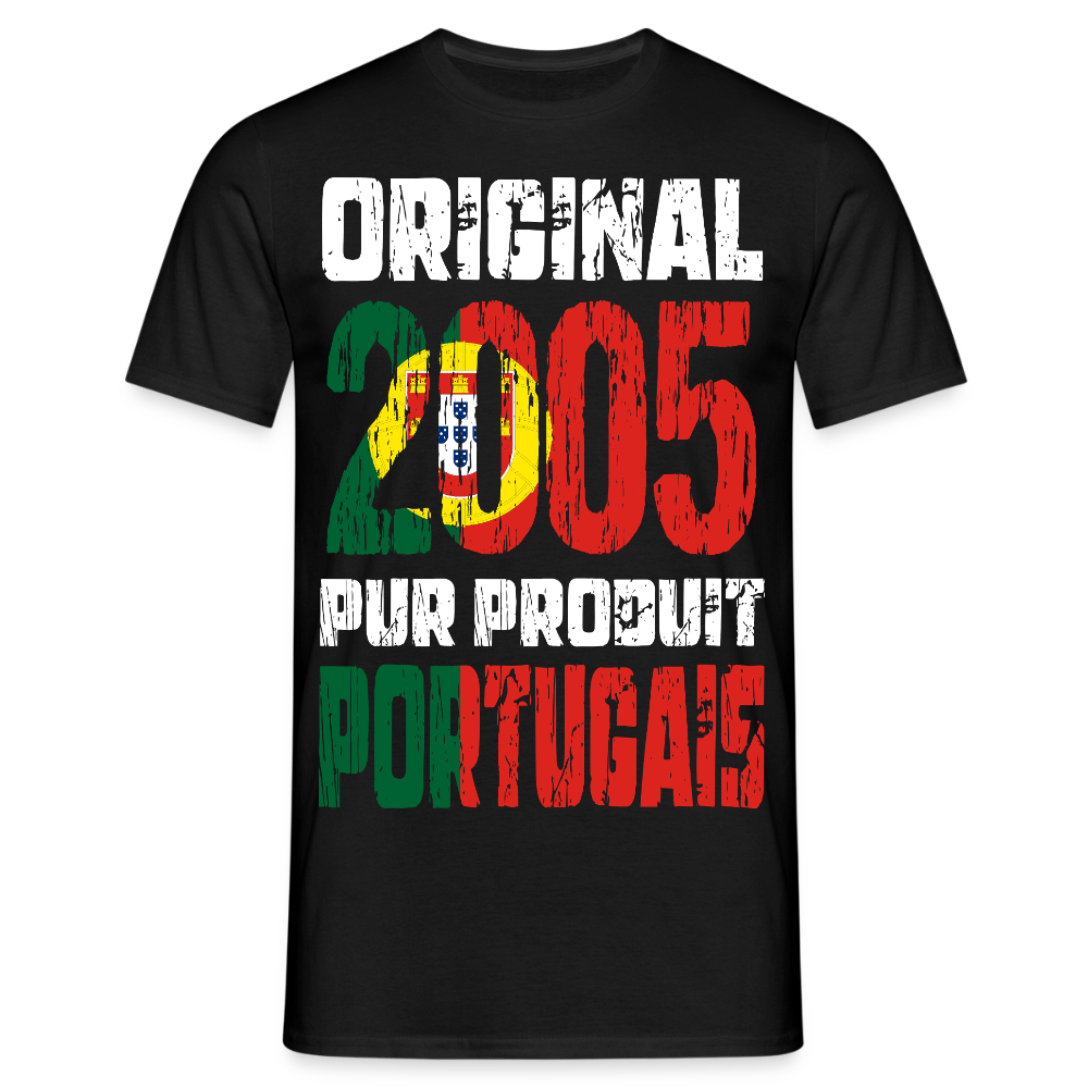 T-shirt Homme - Anniversaire 20 Ans - Original 2005 - Pur produit Portugais - noir