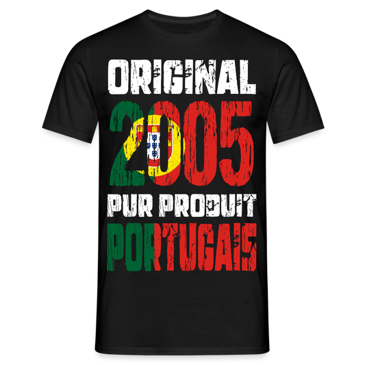 T-shirt Homme - Anniversaire 20 Ans - Original 2005 - Pur produit Portugais - noir