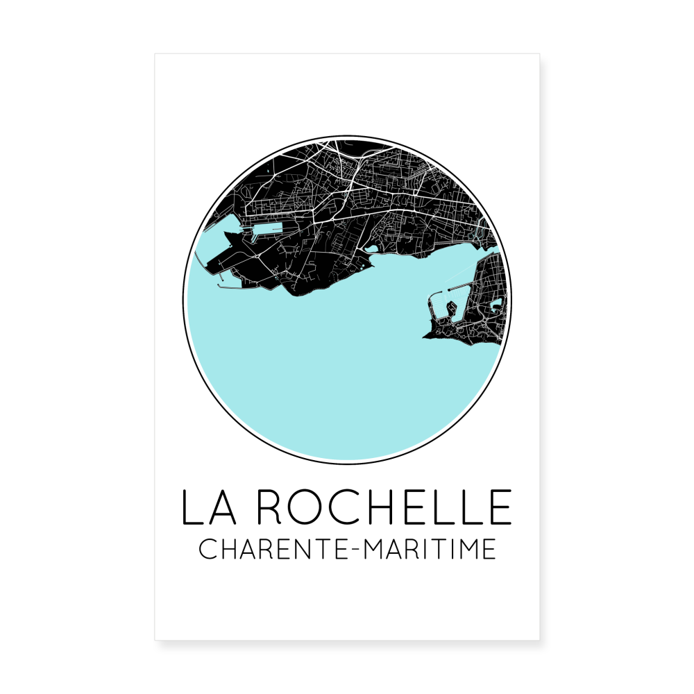 Poster La Rochelle - Plan La Rochelle - 20 x 30 cm - blanc