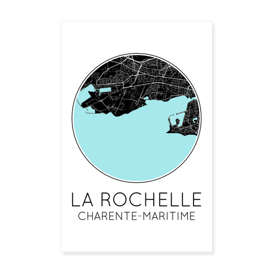 Poster La Rochelle - Plan La Rochelle - 20 x 30 cm - blanc