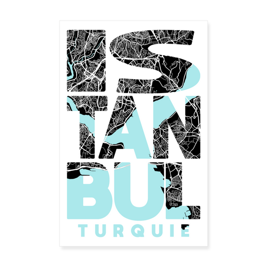 Poster Istanbul - Plan Istanbul - 20 x 30 cm - blanc