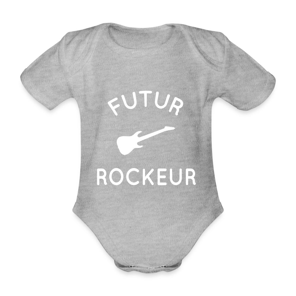 Body Bébé bio manches courtes - Futur rockeur - gris chiné