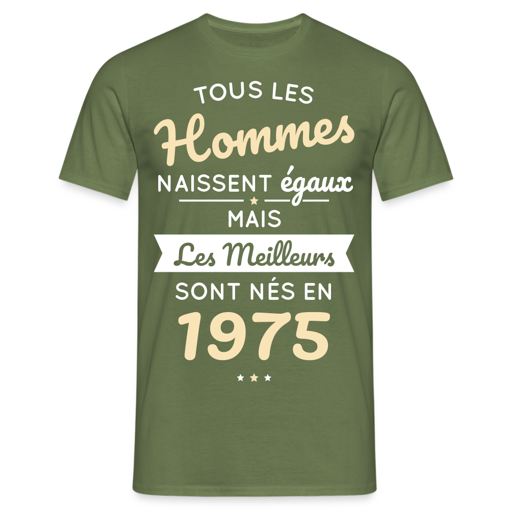 T-shirt Homme - Anniversaire 50 Ans - Les meilleurs sont nés en 1975 - vert militaire